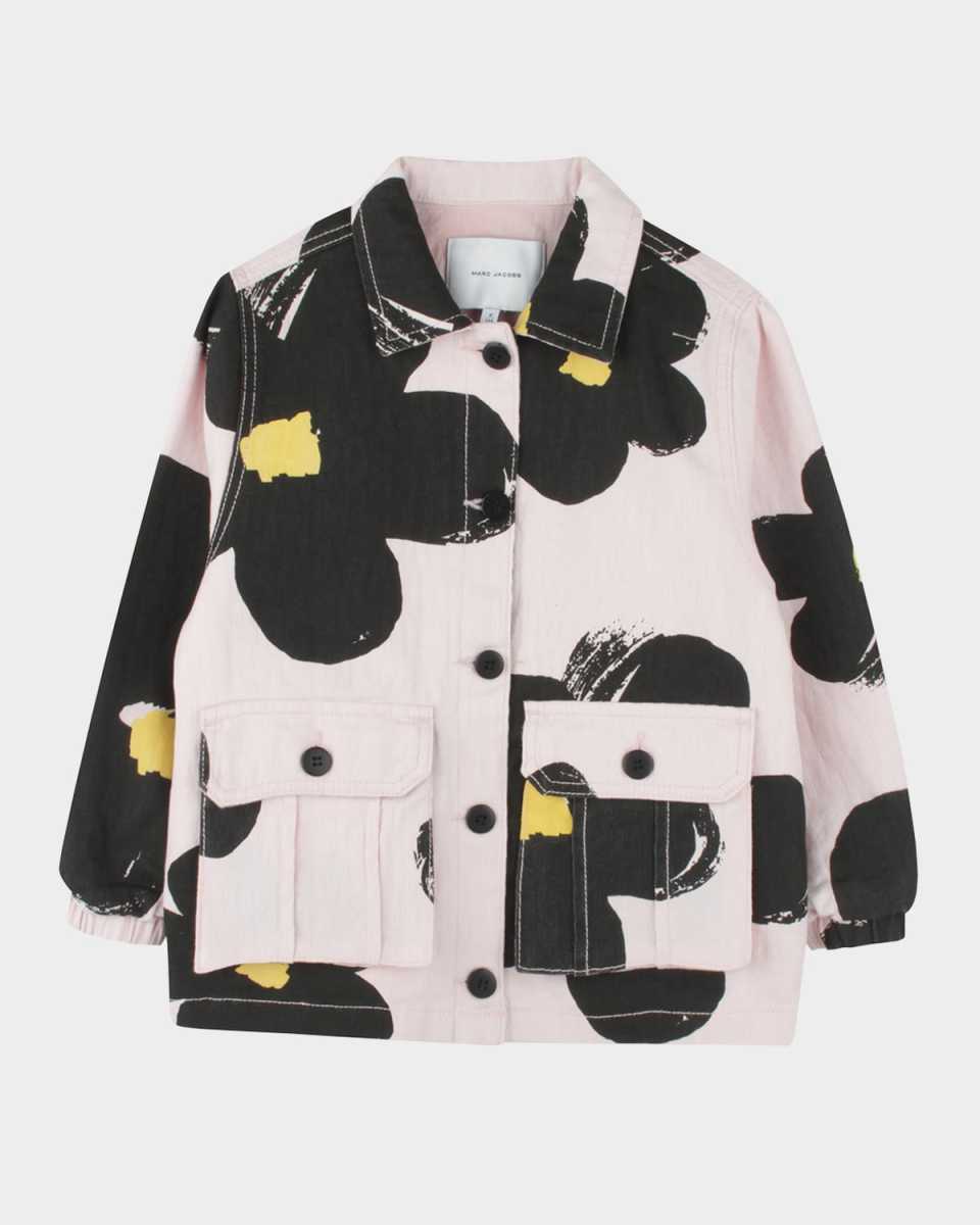 Girl's Daisy-Print Jacquard Jacket, Size 6-12